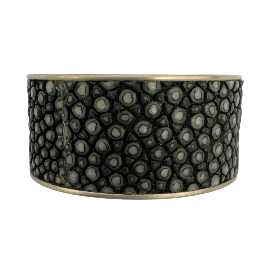 Titanium ring with ray skin inlay