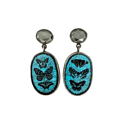Turquoise and Hematite Earrings