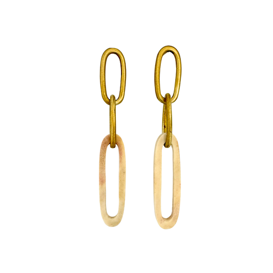 Brass Antler Chain Earrings