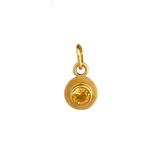 14k Gold Citrine Charm