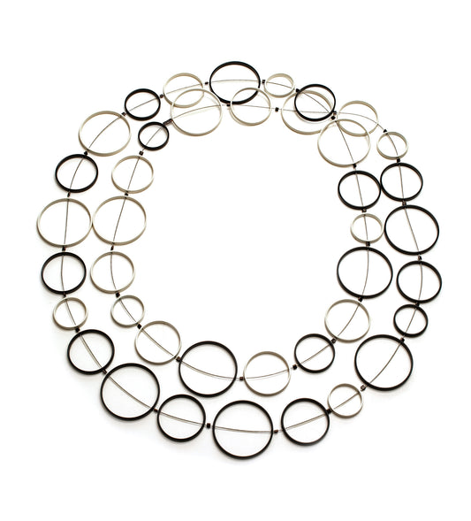 48” Black and White Circle Necklace
