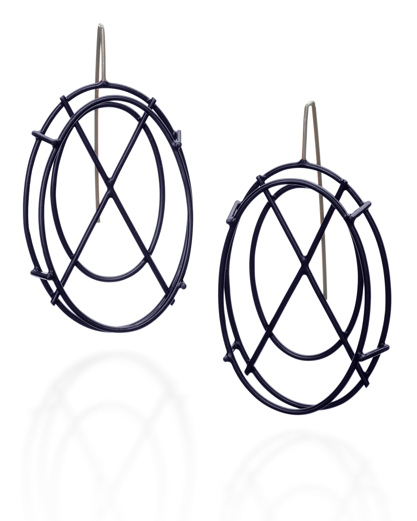 Oval Structure Earrings - black