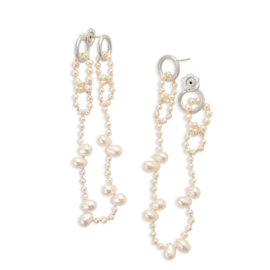 Pearl Dot and Dash Earrings - SNOW WHITE