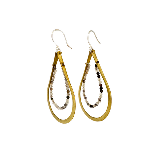 Labradorite Brass Earrings