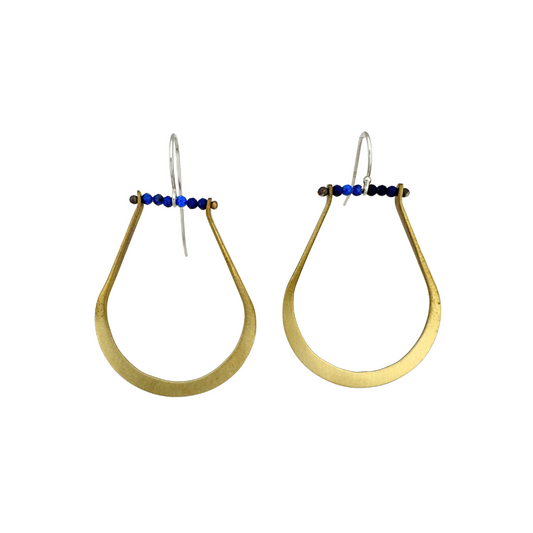 Lapis and Brass Earrings