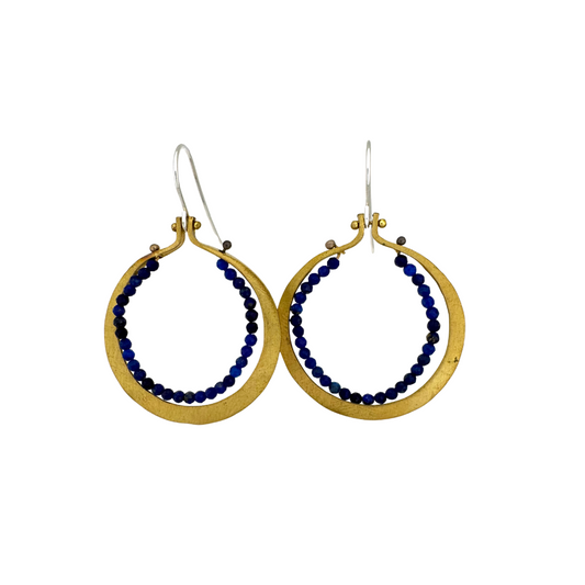 Lapis Brass Earrings