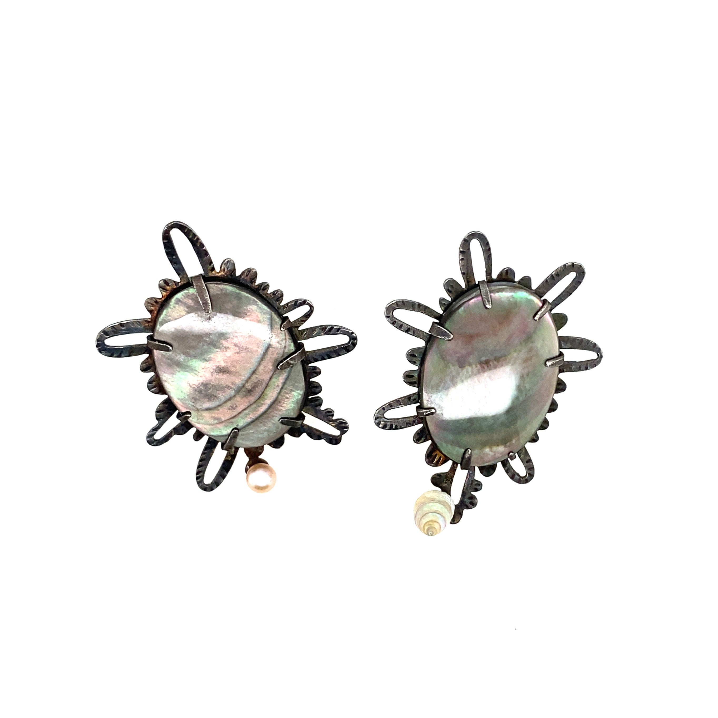 Jamie Joseph Rock Crystal Over Black Mother of Pearl Earrings | Quadru -  Quadrum Gallery