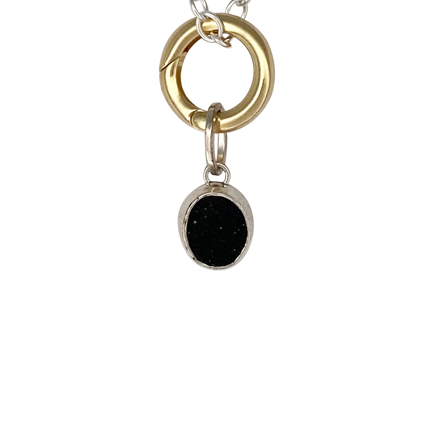 Round Black Druzy Charm
