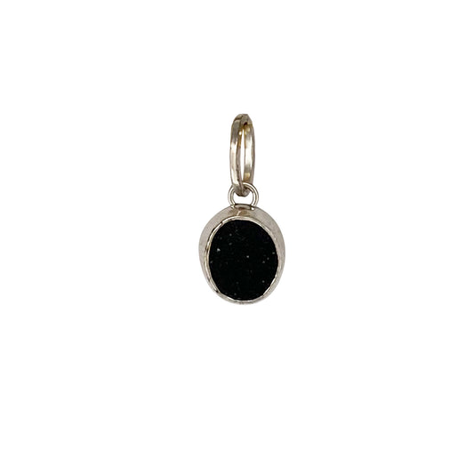 Round Black Druzy Charm