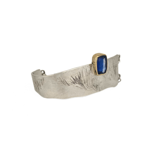 Silver Landscape Bracelet with Kyanite set in 18kt Gold