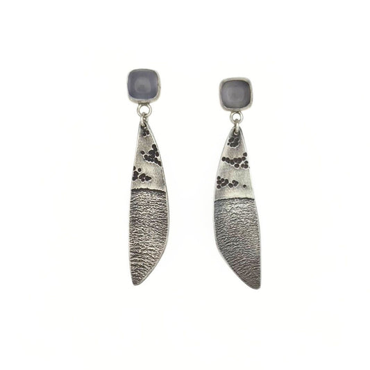 Silver and Chalcedony  Silver Landscape Earrings 14
