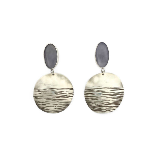 Silver and Chalcedony Silver Landscape Earrings 9