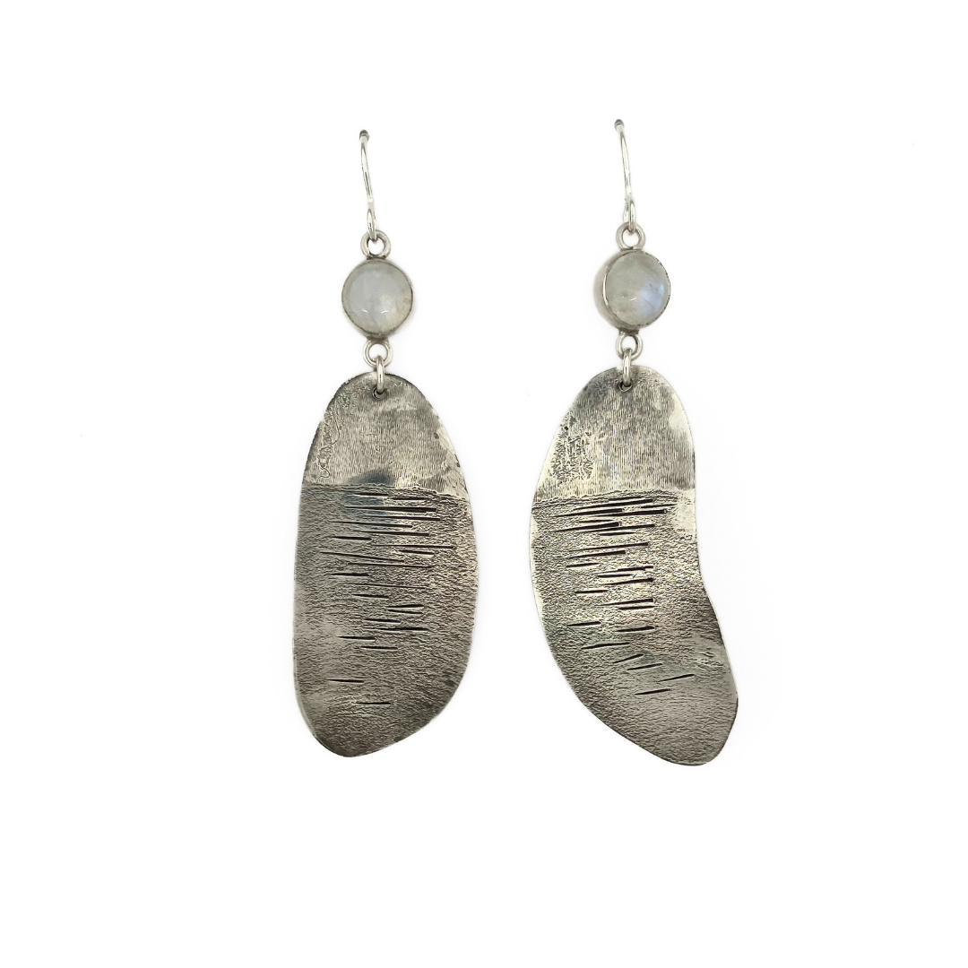 Moonstone Silver Landscape Earrings