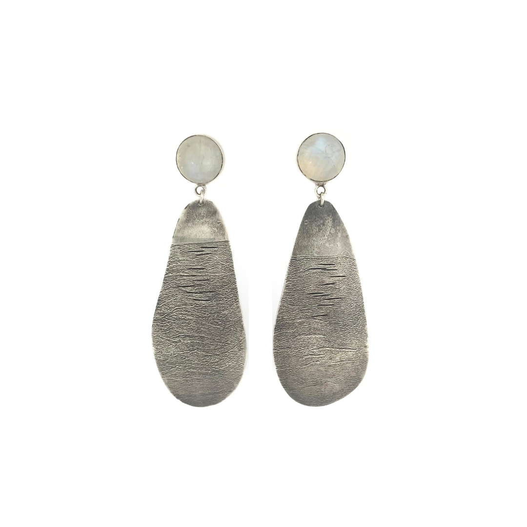 Moonstone Silver Landscape Earrings