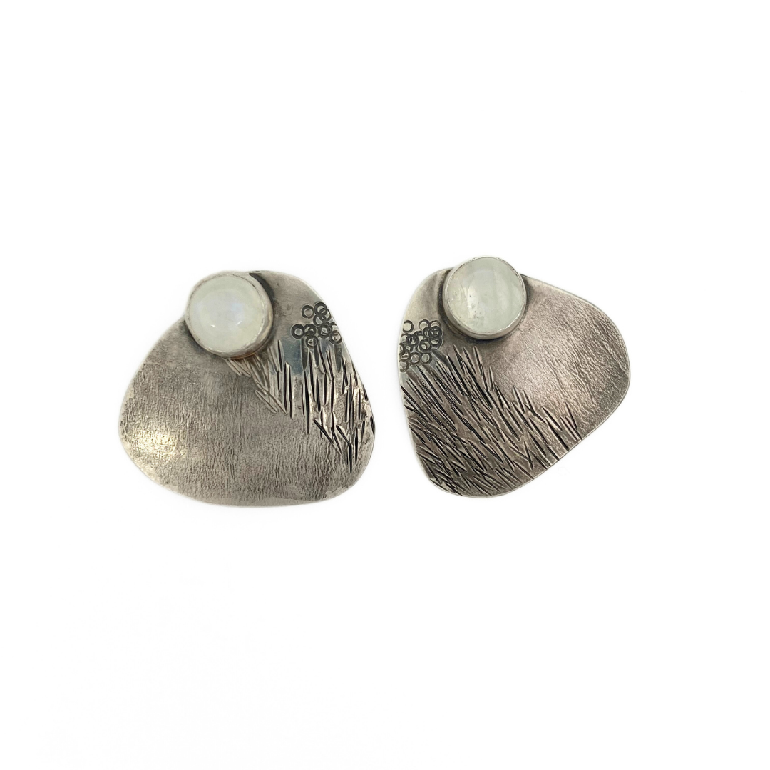 Moonstone Silver Landscape Earrings