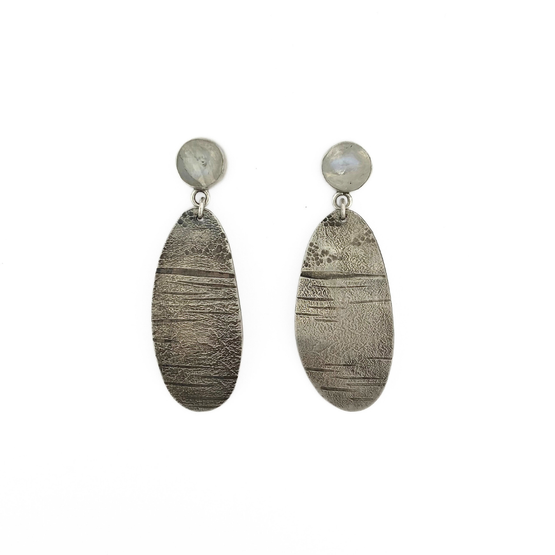 Moonstone Silver Landscape Earrings