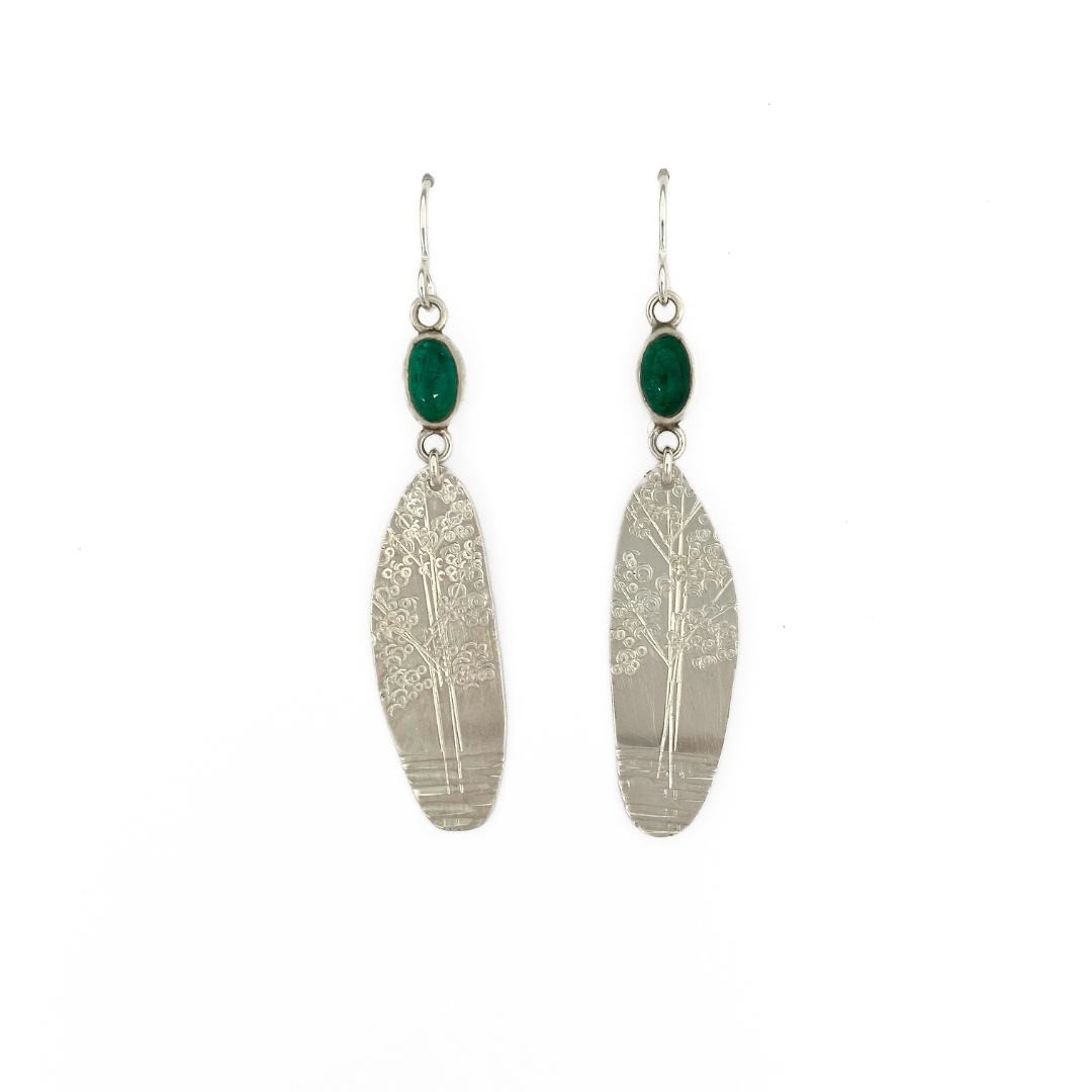 Tourmaline Silver Landscape Earrings