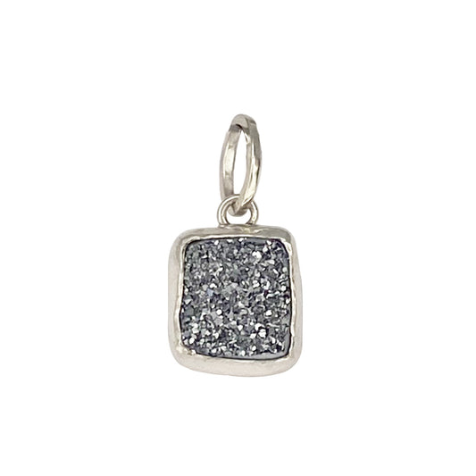 Silver Square Druzy Charm