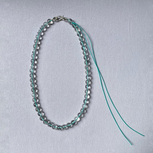 cut quartz necklace – teal short