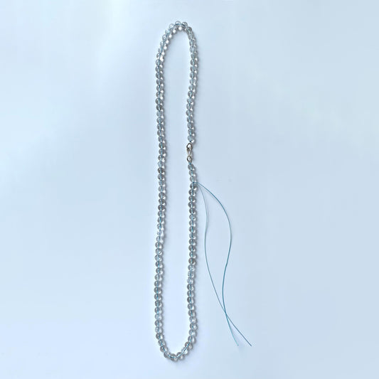 cut quartz necklace – sky blue long