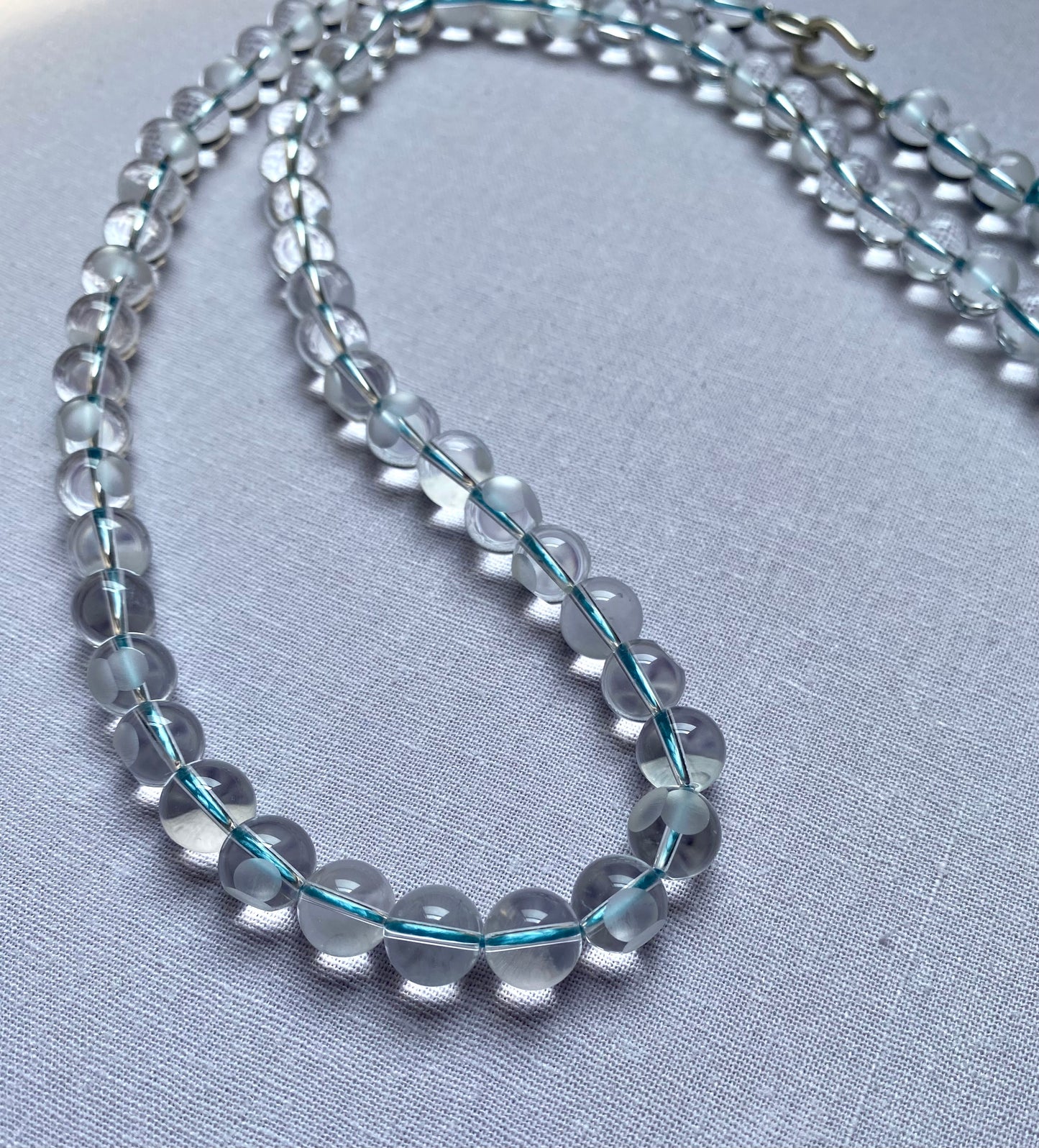 cut quartz necklace – sky blue long