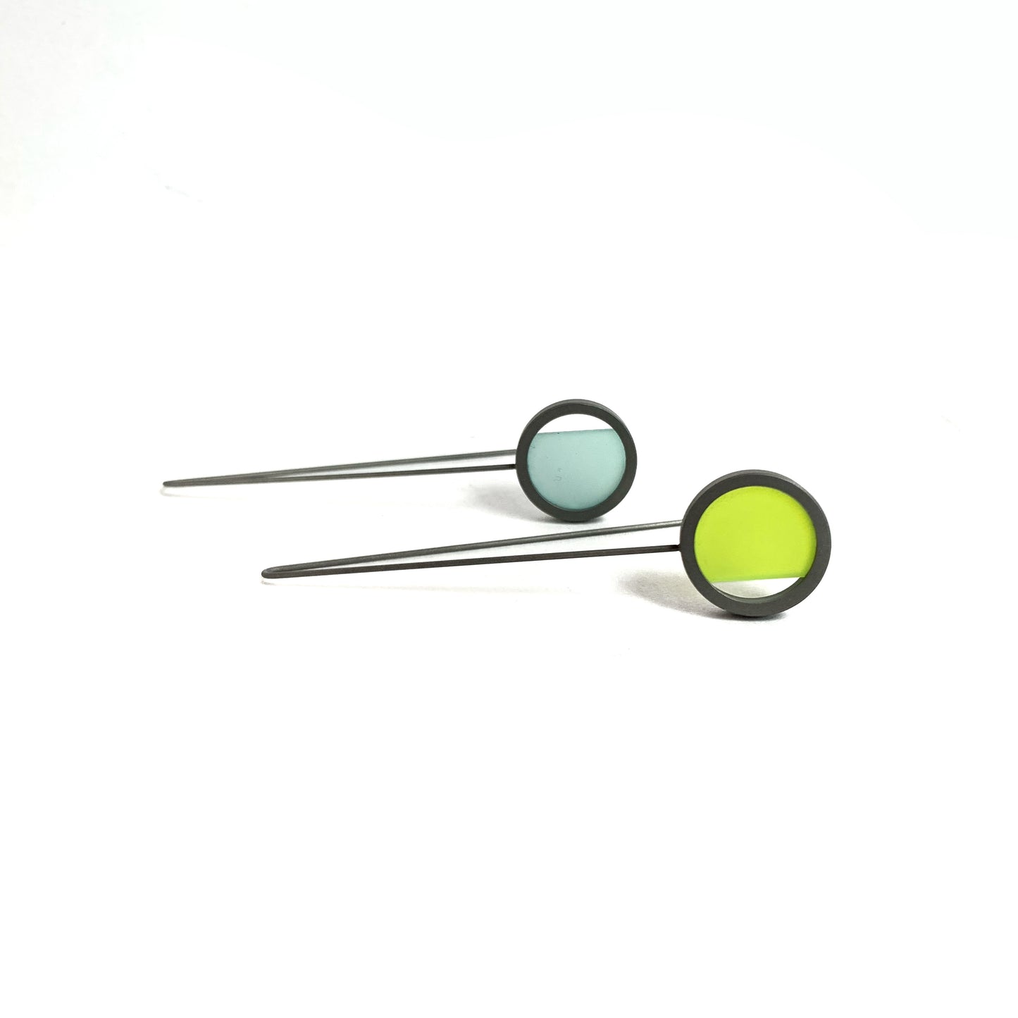 Round Acrylic and Steel Earrings (long) - Collection 11 Earrings