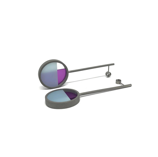 Circle Pendulum Collection 11 Earrings - Purple