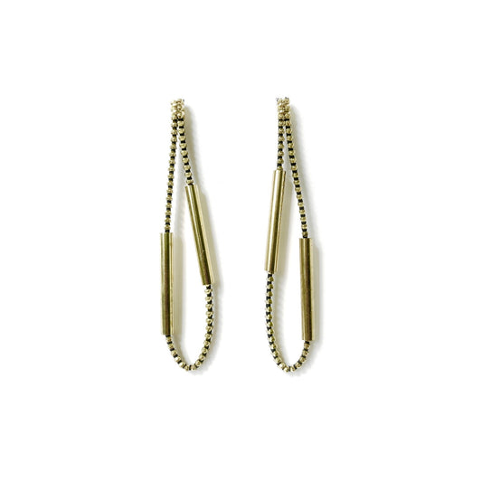 Extra Long Drop Double Tube Zipper Earrings