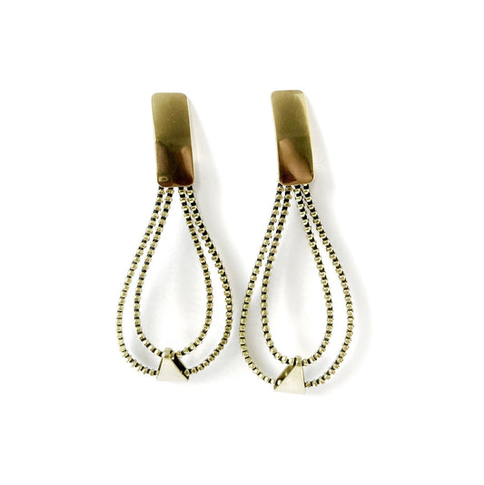 Double Teardrop Triangle Long Zipper Earrings