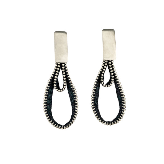 Fabric Double Teardrop Zipper Earrings