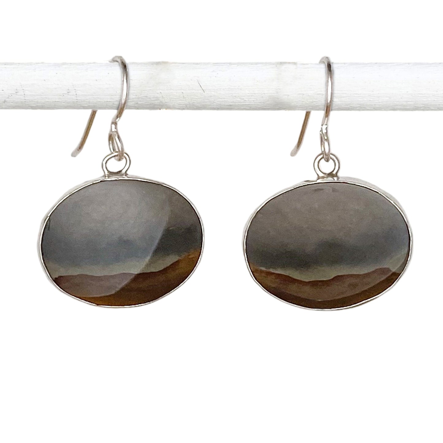 Landscape Jasper Earrings with Birds Details