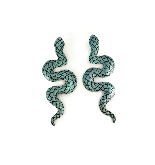 Mint Snakebite Earrings Post