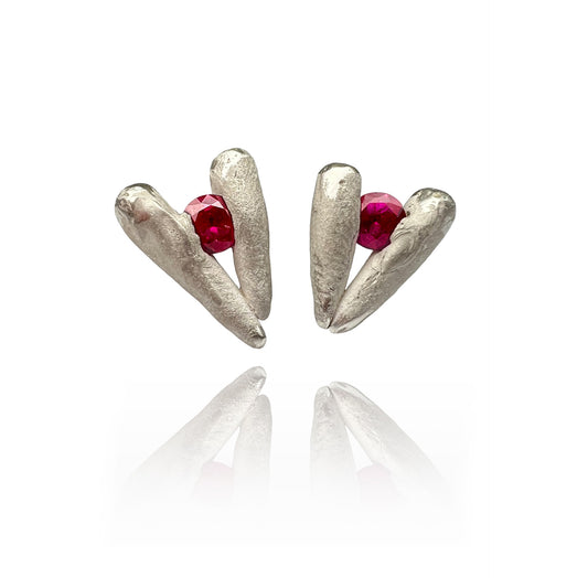 Love Earrings Pink Silver