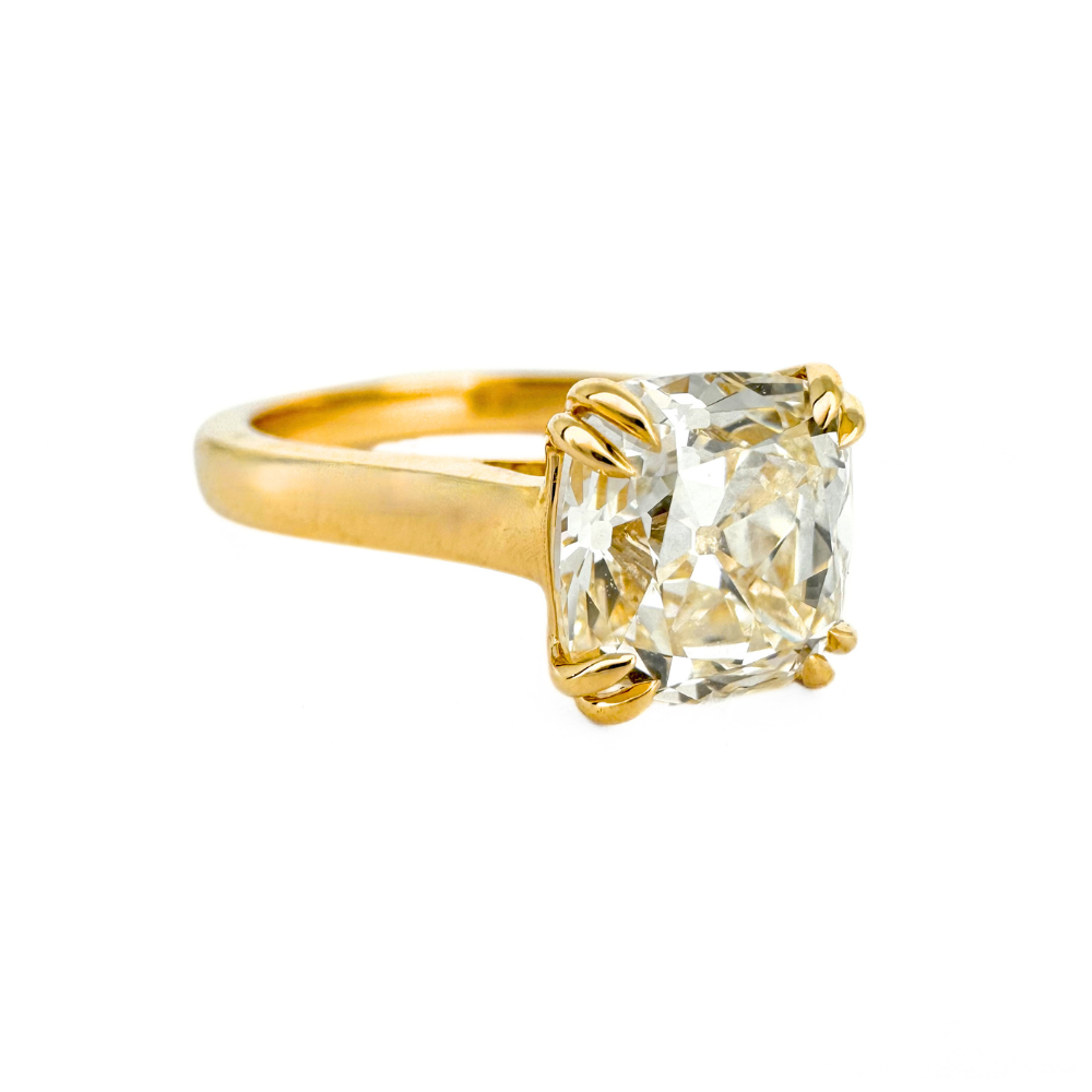 Natural Old Mine Brilliant Diamond Engagement Ring