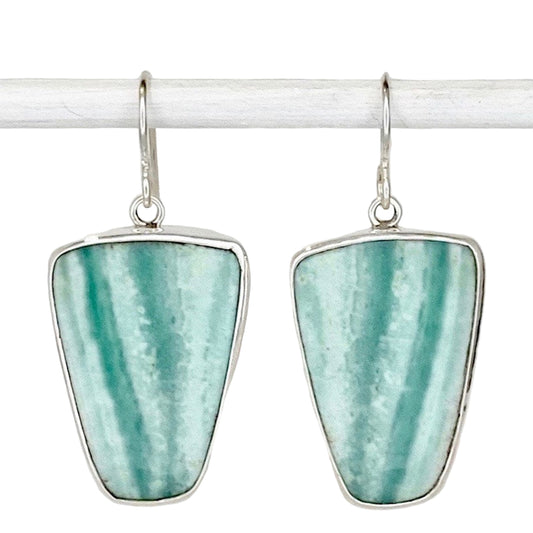 Opalized Wood Dangle Earrings with Waves