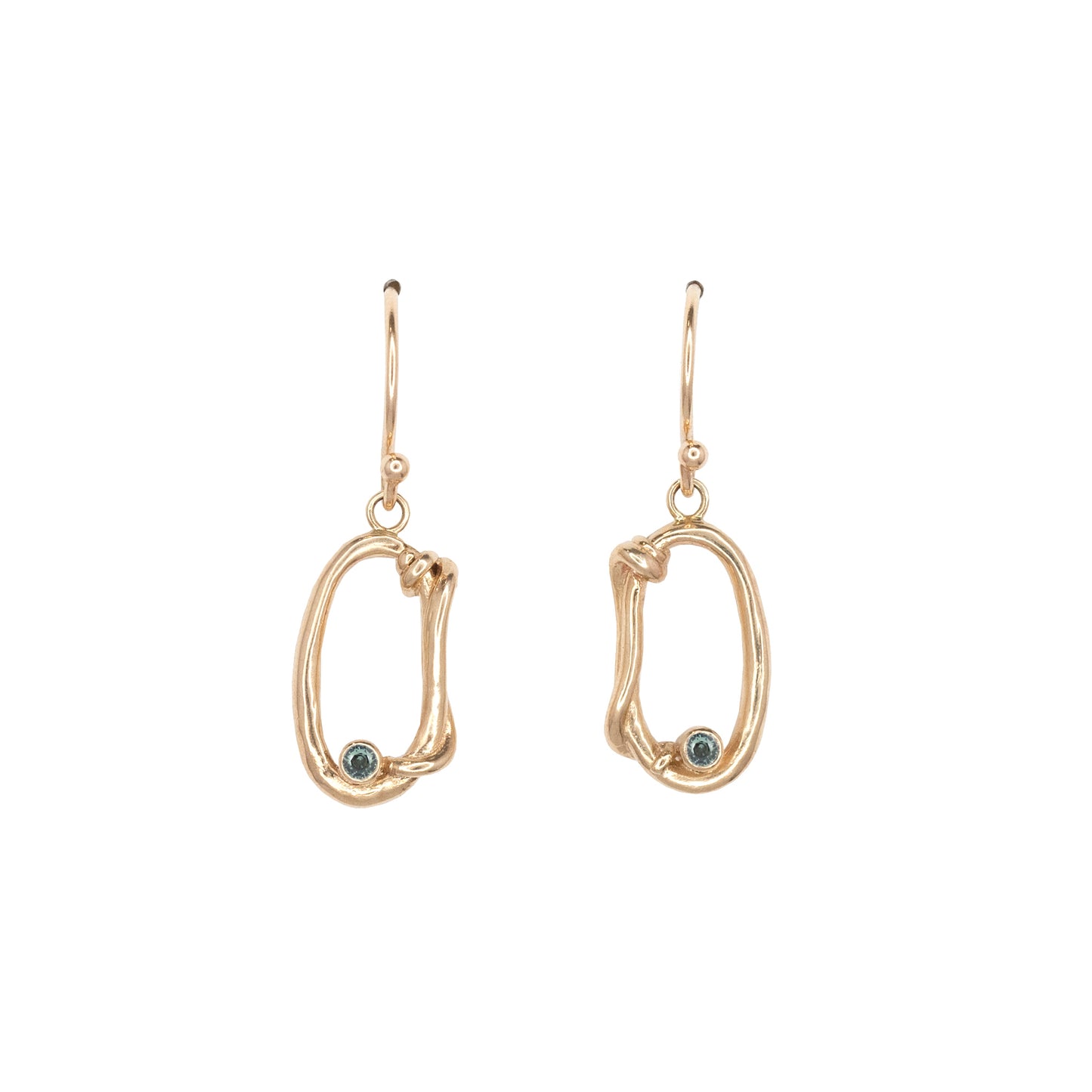 14k Oval Link White or Yellow Gold Dangles with 2mm Diamonds or Sapphires