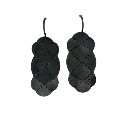 Scalloped & Faceted Earrings - Long Criss Cross FW