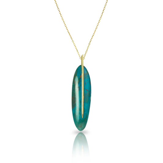 Feather Pendant in 18k Gold and Peruvian Opal