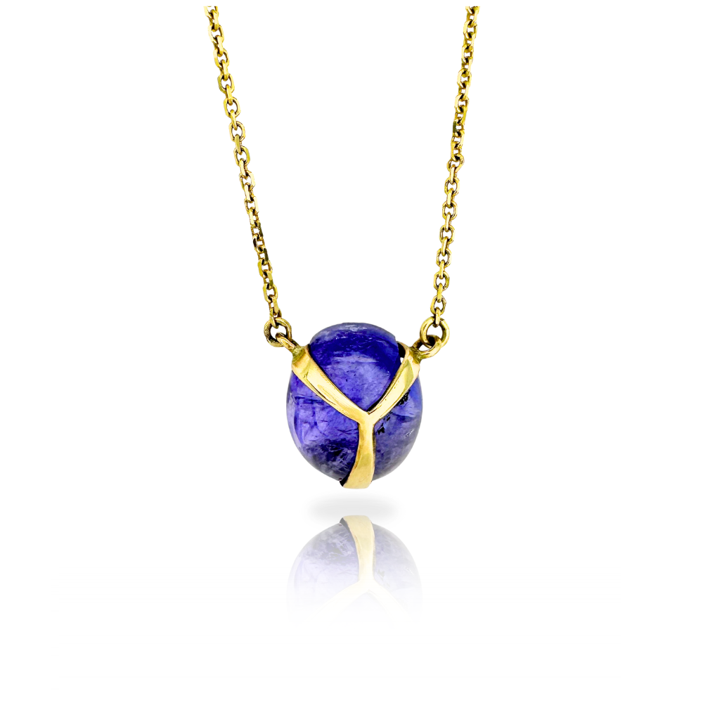 Lucky Scarab Pendant in 14k Gold and Tanzanite