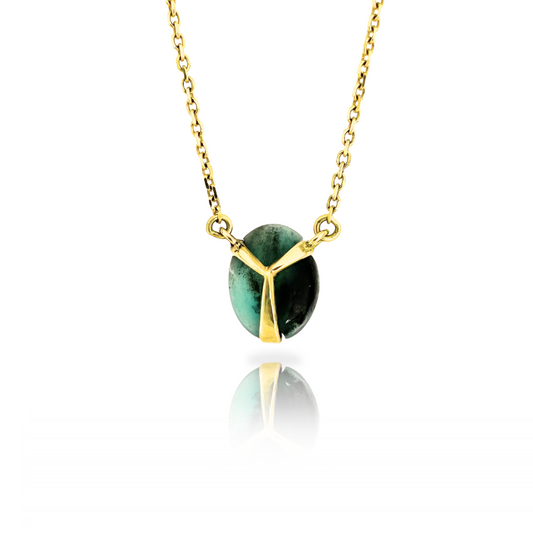 Lucky Scarab Pendant in 14k Gold and Emerald