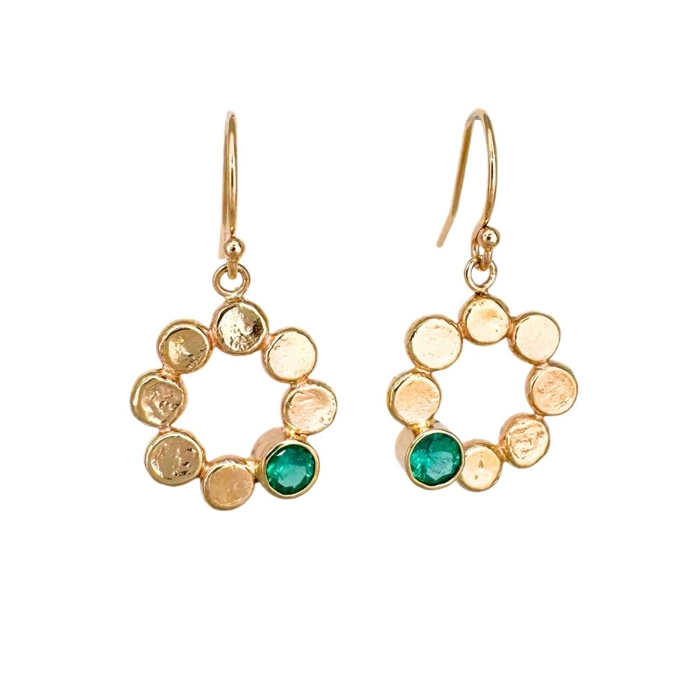Medium Floret Dangle with Emeralds