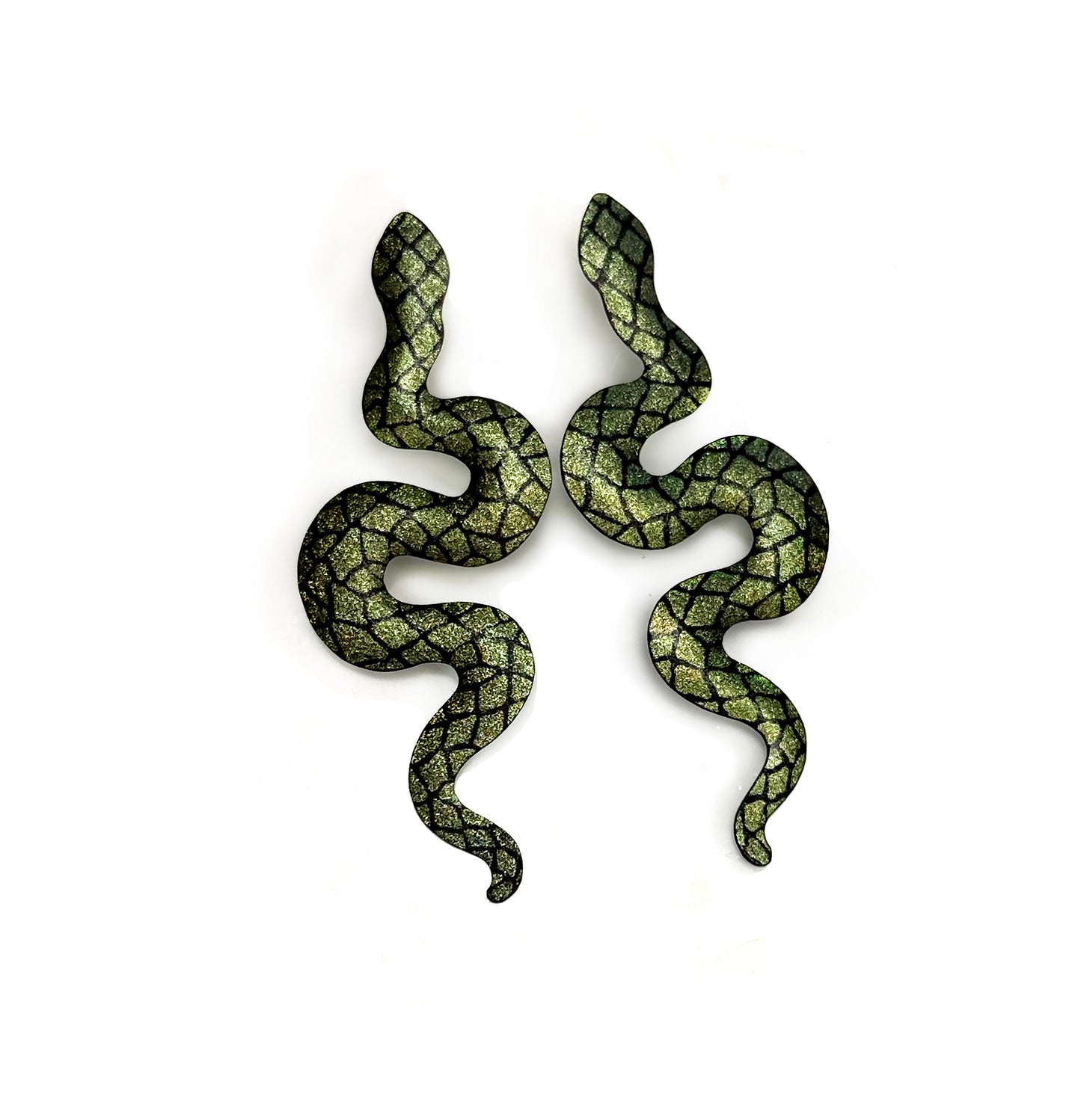 Green Gold Snakebite Earrings Post