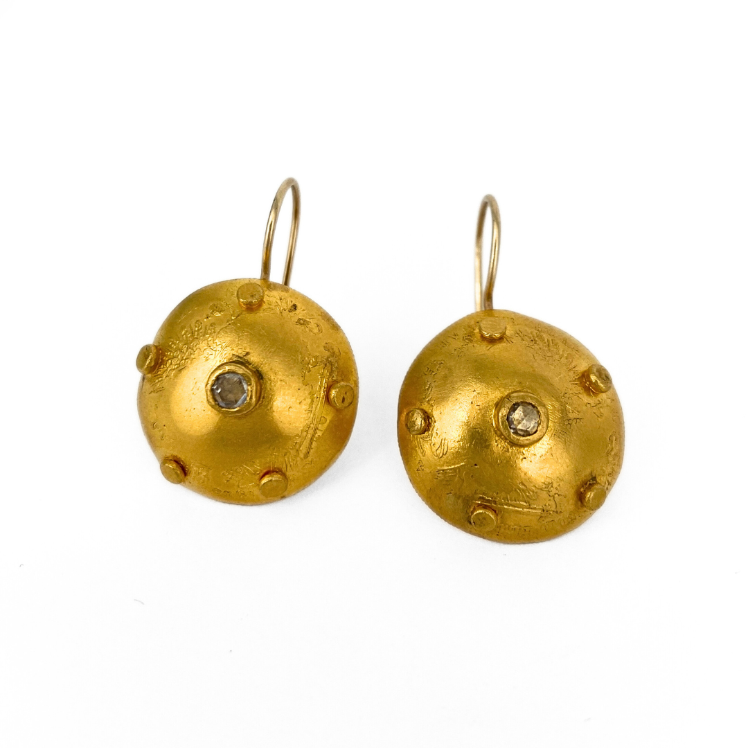 Ship Wrecked Dome Gold Coin Earrings