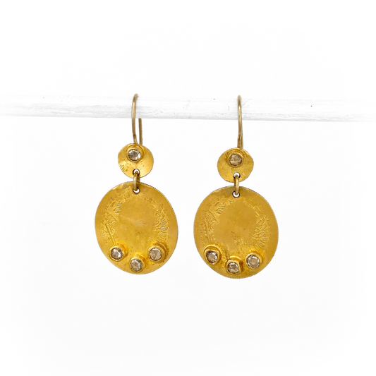Ship Wrecked  Double Gold Coin Earrings