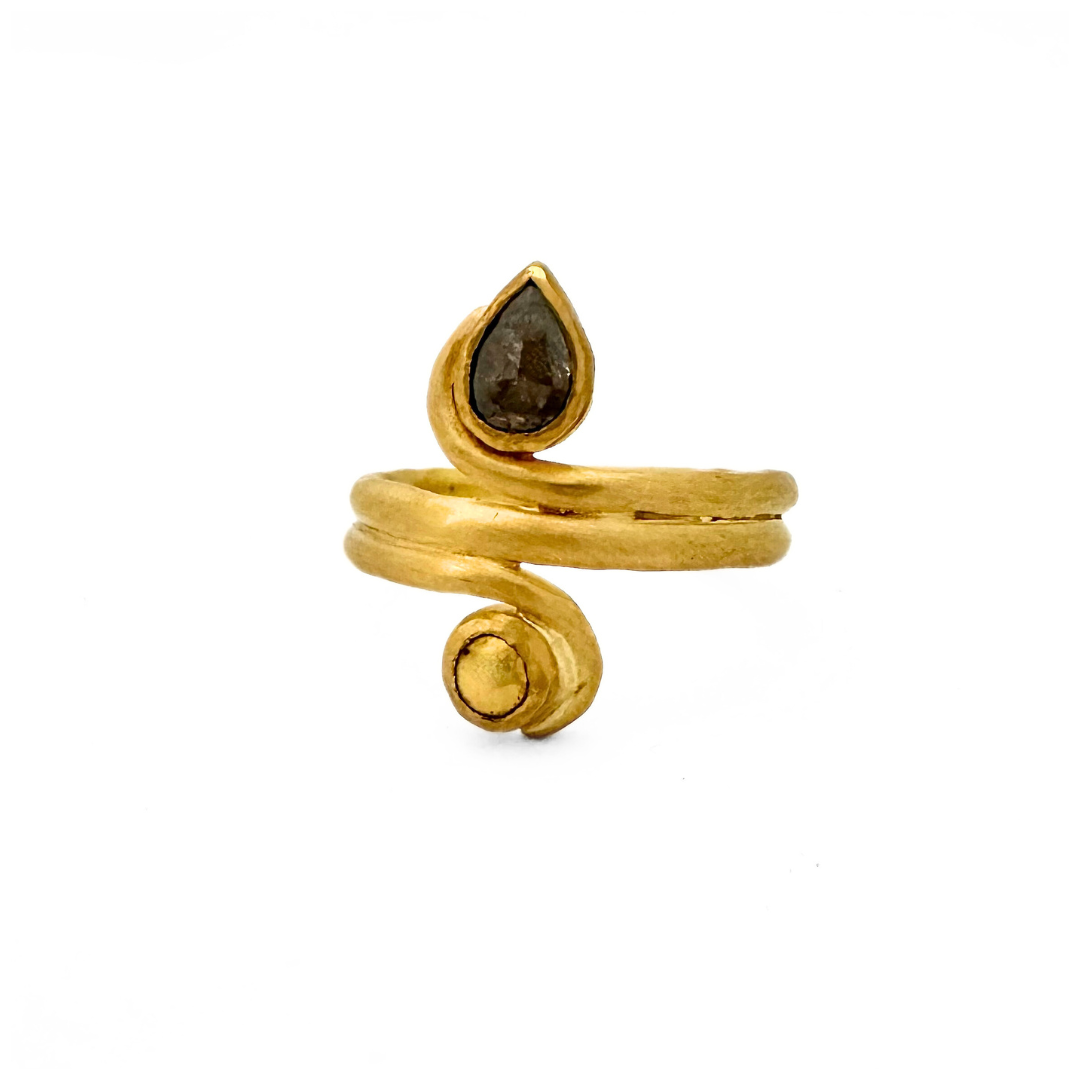 Ship Wrecked Grey Pear Diamond Ring