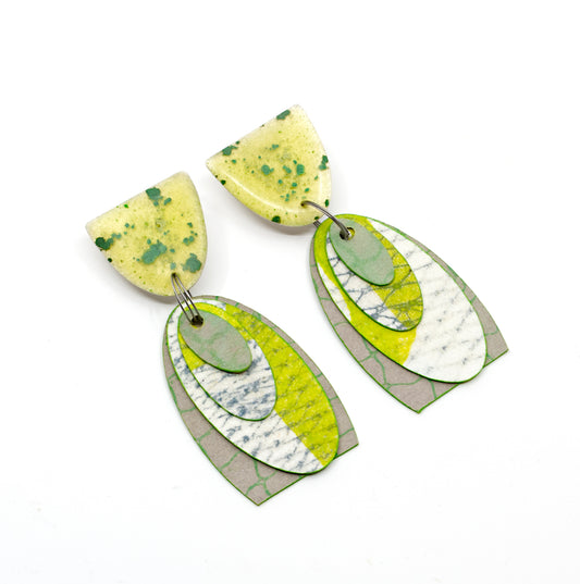 Printmaker’s Earrings - green 2