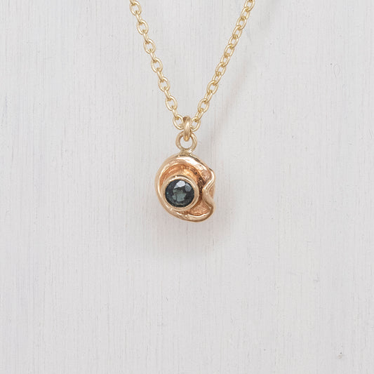 14k Gold Wrapped Sapphire Necklace