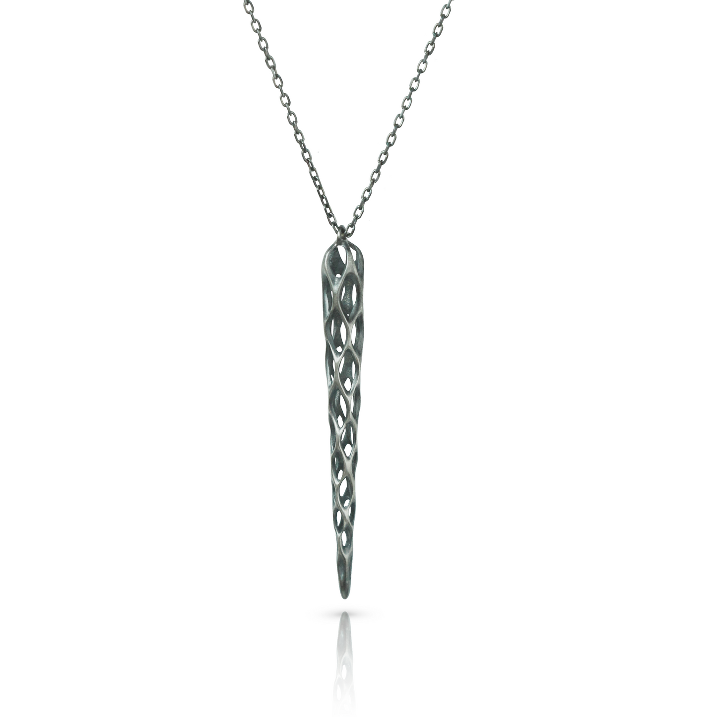 Large Cholla Pendant in Antique Sterling Silver on a 32" Chain