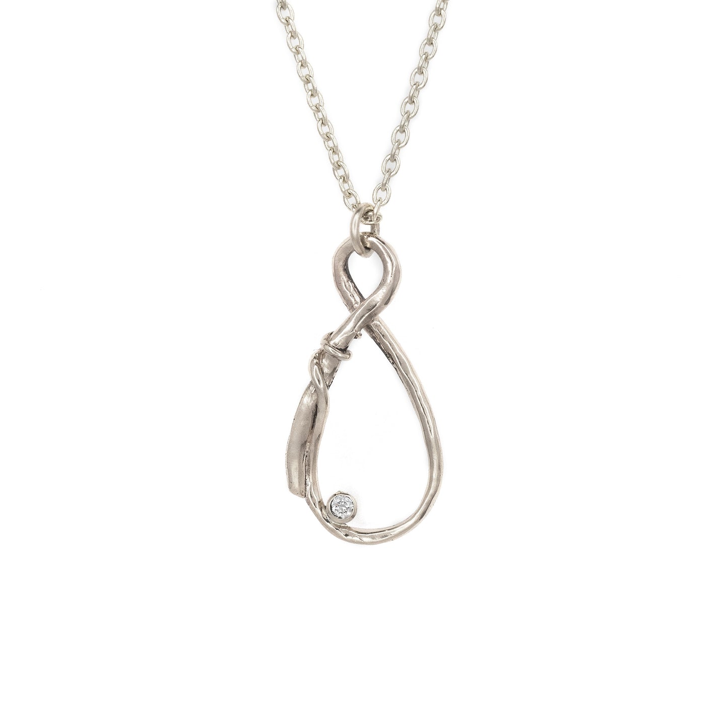 14k Figure Eight Yellow or White Gold Necklace with Diamond or Sapphire