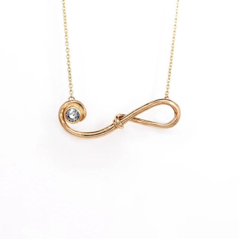 14k Off-centered Link Yellow or White Gold Necklace with Sapphire or Diamond